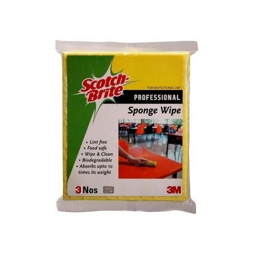 3M Scotch Brite Professional Cellulose Sponge Wipes, 10x10 cm (Pack of 3)