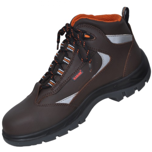 Karam FS 65 Premium Range Brown composite Toe Safety Shoes, Size: 6