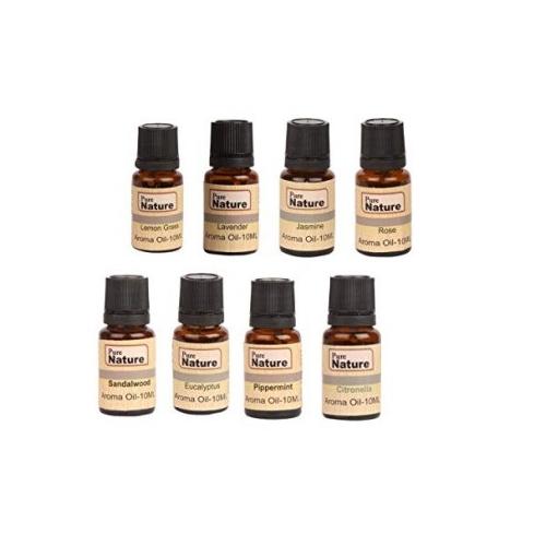 Pure Source Aroma Oil Lemon Grass, Lavender, Jasmine, Rose, Citronella, Eucalyptus, Peppermint, Sandal Wood, 100 ml (Pack of 8 Pcs)