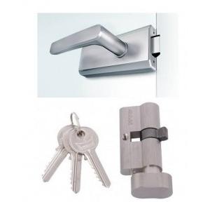 Dorma Studio Gala Swing Door Fitting for 8mm Glass Thickness Aluminium Silver EV1 (101) 81961215099, Studio Gala Lever Handle, F101 (81900910199) and Dorma Euro Profile Cylinder Lock EPC TTK Key 60mm, 9113923