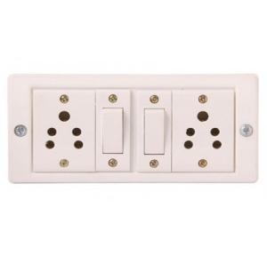 Anchor Roma Classic 6M Surface Plastic Box (30511), Single Mounting Deko Plate (21340WH), 20A & 10A Heavy Duty Twin Socket (30828), 2 Pcs and 20A 1 Way Switch (21066), 2 Pcs