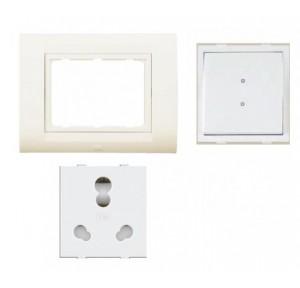 Anchor Roma Classic New Tresa Cover Plate 3M (30238CWH), 20A & 10A Heavy Duty Twin Socket (30828) and 20A 2 Way Switch (21088)