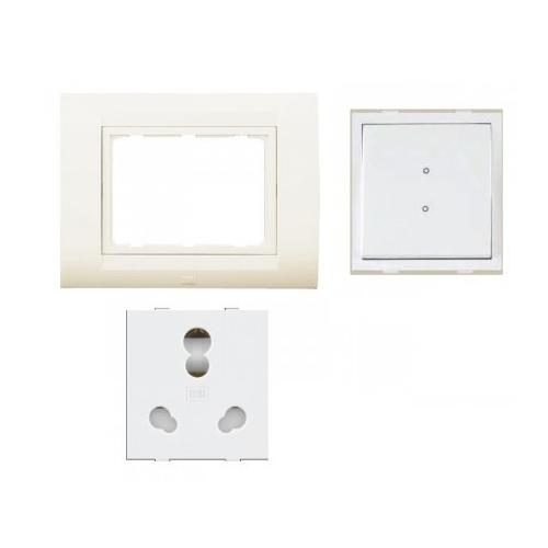 Anchor Roma Classic New Tresa Cover Plate 3M (30238CWH), 20A & 10A Heavy Duty Twin Socket (30828) and 20A 2 Way Switch (21088)