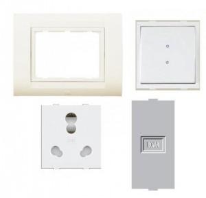 Anchor Roma Classic New Tresa Cover Plate 8M (30384CWH), 20A & 10A Heavy Duty Twin Socket (30828) 3Pcs, 20A 2 Way Switch (21088) and Single Blank Plate (21598)