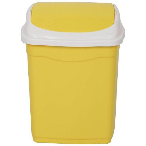 Aristo Swing Dustbin Vento 16 Square Lid Trash Yellow Color Plastic 13.75 Ltr