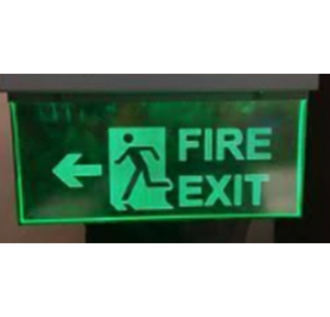 Celling Handing Left Glow Fire Exit Signage, Size: 12x6 Inch
