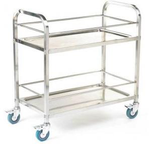 Platform Handling Double Decker Trolley SS-304 28x34 Inch With Four Heavy Duty Rubber Wheel