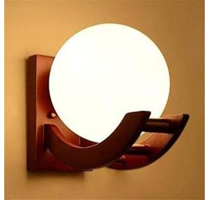 Lyse Decor LED Night Moon Shade Wooden Wall Light 5W