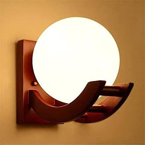 Lyse Decor LED Night Moon Shade Wooden Wall Light 5W