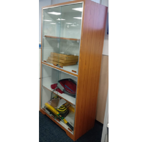 Gift Storage Cupboard with 4 adjustable shelves (Width = 900mm, Depth = 450mm, Height = 1800mm, 17 mm solid back and side panels 25 mm thick top and shelves and one side glass for visibility with lock & Key) (Middle shelve is fix other are adjustable)