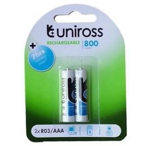 Uniross Rechargeable Battery AAA 800 Series 1.2V 600mAh Pack of 2