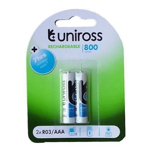 Uniross Rechargeable Battery AAA 800 Series 1.2V 600mAh Pack of 2