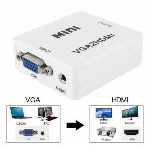 VGA to HDMI Connector Adapter with 3.5 Audio Accessories Mini