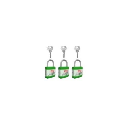 Jacket Long Shackle Padlock With Alike Key and ABS Instruction Stickers ABS SH-PL-LS-AK3 Green Pack of 5