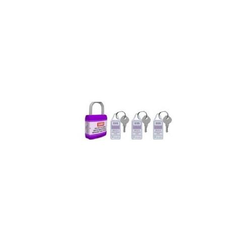 Jacket Long Shackle Padlock With ABS Instruction Stickers ABS SH-PL-SS-WPH+KR+N Purple