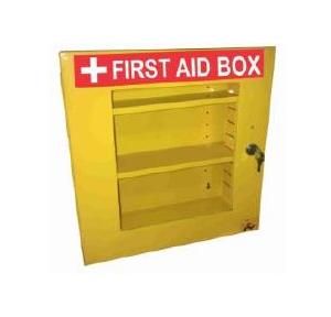 Lockable Metal First Aid Box With Powder Coated Sheet Front Side Transparent Acrylic Cover And Lock 12x12x4 Inch SH-FB/L