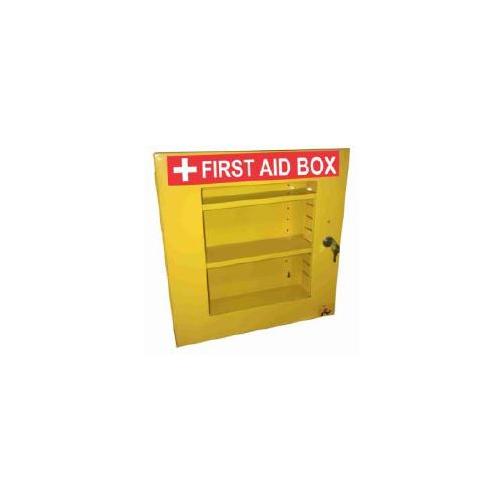 Lockable Metal First Aid Box With Powder Coated Sheet Front Side Transparent Acrylic Cover And Lock 12x12x4 Inch SH-FB/L