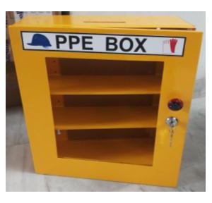 Lockable PPE Metal Box Without Material With Front side Transparent Acrylic Cover and Lock Yellow 14x16x6 Inch SH-PPE-BOX