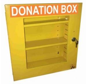Lockable Donation Metal Box With Front Side Transparent Acrylic Cover and Lock Yellow 14x16x6 Inch SH-DON-BOX