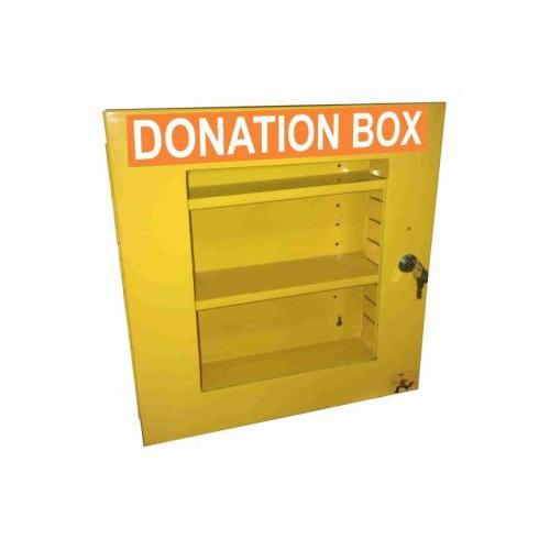 Lockable Donation Metal Box With Front Side Transparent Acrylic Cover and Lock Yellow 14x16x6 Inch SH-DON-BOX