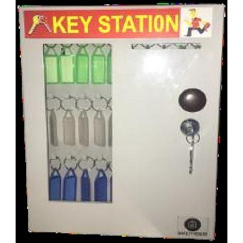 Lockable key Station MS Power Coated Sheet With Front Side Transparent Acrylic Cover And Lock 12x10x2 Inch SH-KS-30