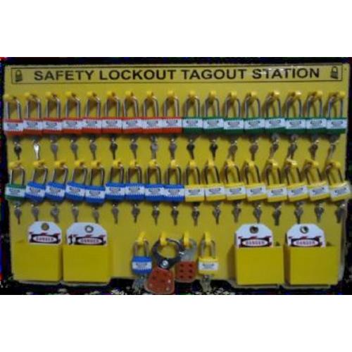 Lockout Station Padlock Hasp And Tag 3mm ACP Sheet With 4 Pocket 24x30 Inch SH-ACP-LS36