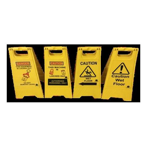 Signage Portable Folding Plastic Printed Yellow Floor Stand SH-FPFS-PR