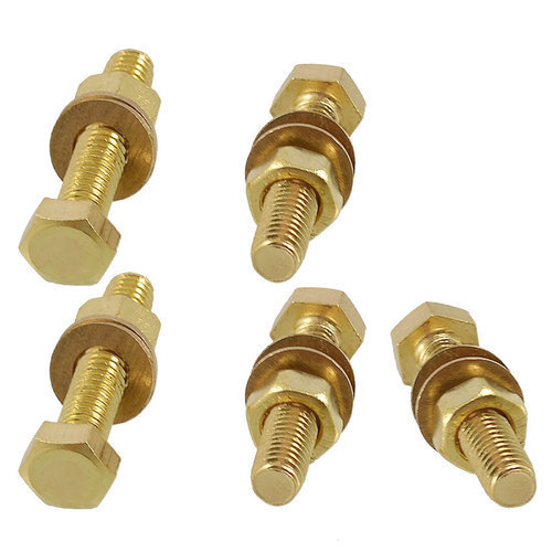 Brass Coated  Nut Bolt With Washer 10x50mm Pack of 100