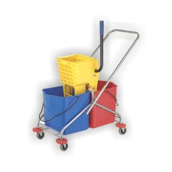 Double Mop Bucket Wringer Plastic Trolley Yellow and Red