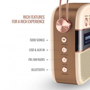 Saregama Carvaan 2.0 Portable Digital Music Player (Rose Gold) - Sound by Harman