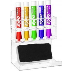 Deluxe Clear Acrylic Wall Mounted 5 Slot Whiteboard Dry Erase Marker and Eraser Organizer/Holder Rack Thick 4mm