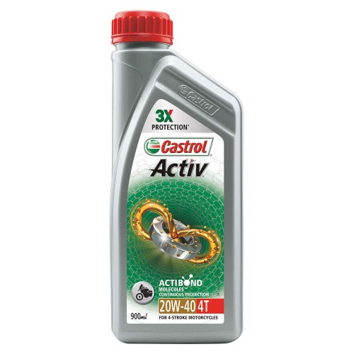 Castrol Activ 4T 20W-40 Petrol Engine Oil for Bikes (900 ml)