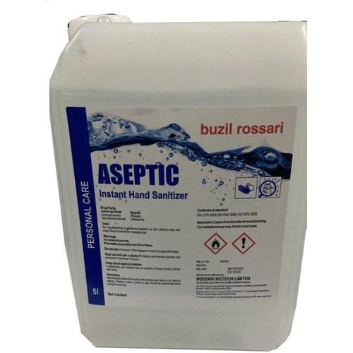 Buzil Rossari Ross Aseptic Instant Hand Sanitizer Liquid  70% Ethanol, 5 Ltr
