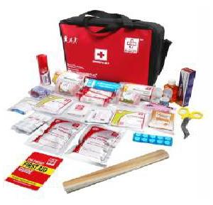 ST Johns First Aid Sports Kit Metal Red and Black  28x17x8 cm, SJF SPK