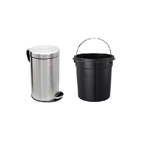 Dustbin with Plastic Bucket 24 Gauge SS202 11 Ltr 10x12 Inch