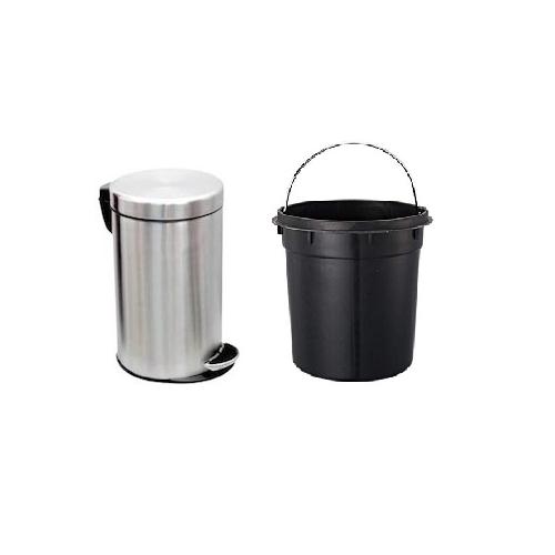 Dustbin with Plastic Bucket 24 Gauge Size 10x12 Inch SS202 11 Ltr