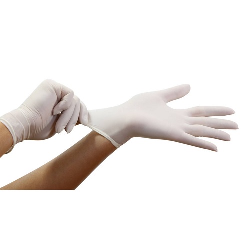 Non Sterile Powdered Latex Medical Examination Gloves Medium White (Pack of 100 Pcs)