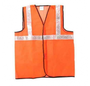 Safety Jacket Polyester 120 GSM 2 Inch Orange PVC Reflective Tape Size: Large