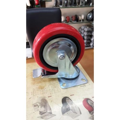 PU Trolley Castor Wheel With Break 150 mm