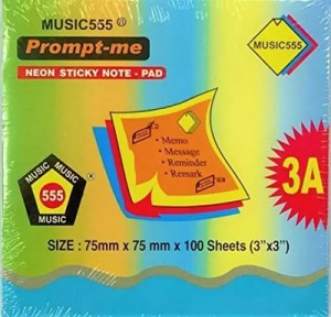 Music555 Sticky Note Pad 3x3 Inch, 100 Sheets