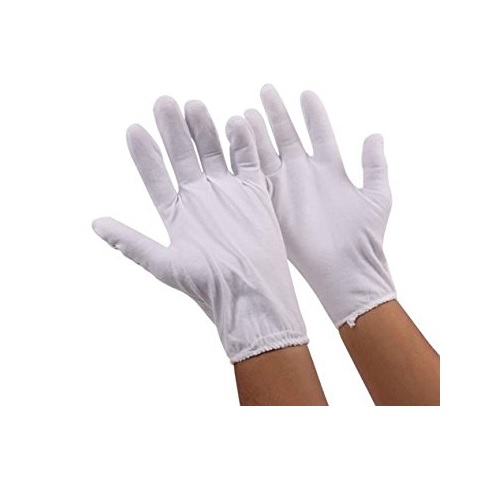 White Cotton Cloth Hand Gloves 7 Inch 1 Pair