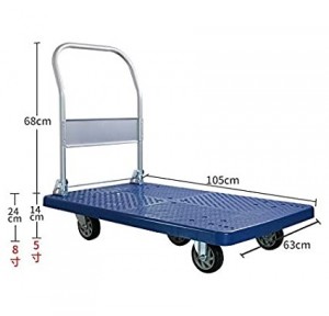 Equal Foldable Platform Trolley Blue 63x105 cm 500 Kg, Wheel: 5 Inch