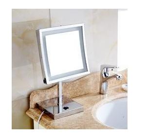 Dolphy Square Magnifying Mirror With One Side LED Mirror  Silver 5x8 Inch, DMMR0028