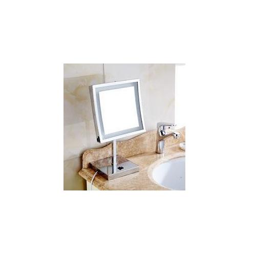Dolphy Square Magnifying Mirror With One Side LED Mirror  Silver 5x8 Inch, DMMR0028