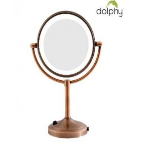 Dolphy Magnifying Mirror With 2 Side LED Mirror  Copper 8 Inch, DMMR0025