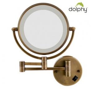 Dolphy LED Magnifying Shaving Mirrorr Brass frame and SS 304 body Bronze 8 Inch, DMMR0010