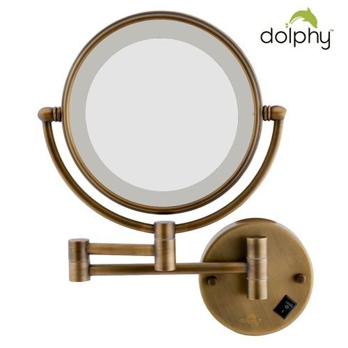 Dolphy LED Magnifying Shaving Mirrorr Brass frame and SS 304 body Bronze 8 Inch, DMMR0010