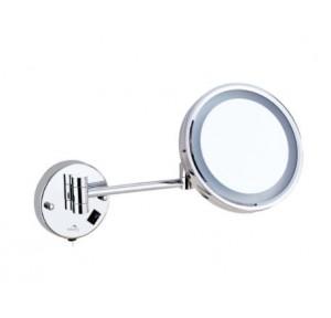 Dolphy Battery Operated Magnifying Mirror Stainless Steel and Brass  8 Inch, DMMR0035