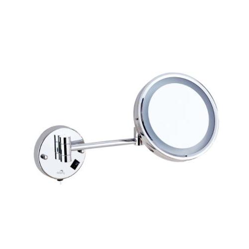 Dolphy Battery Operated Magnifying Mirror Stainless Steel and Brass  8 Inch, DMMR0035