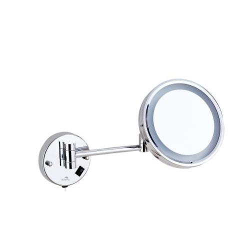 Dolphy One Side 5X Magnifying LED Mirror Stainless Steel and Brass  8 Inch, DMMR0013